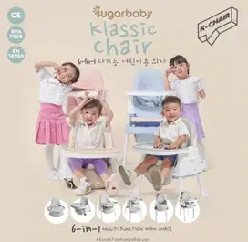 Sugar baby korean styles klassic high chair 6 in 1 kursi makan bayi