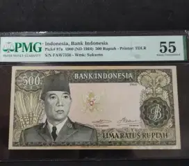 Uang kertas PMG seri Sukarno 500 Rupiah 1960 langka