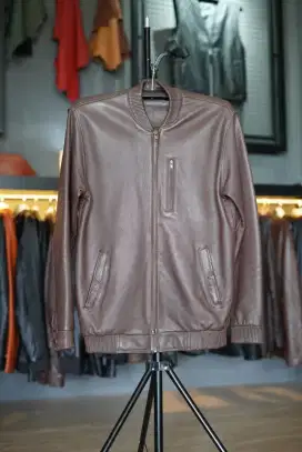 JAKET KULIT ASLI MODEL BOMBER KANG MUS BAHAN KULIT ASLI SUPER