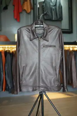 JAKET KULIT ASLI MODEL KERAH BAHAN KULIT ASLI SUPER