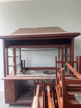 Gerobak + meja kursi(Kayu Akasia)