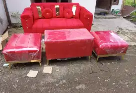 Sofa single+ 2 fub merah