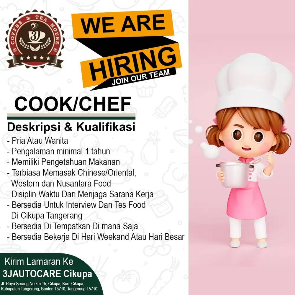 Koki/Cook Berpengalaman