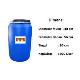 Drum Plastik Biru BEKAS Kapasitas 200 Liter