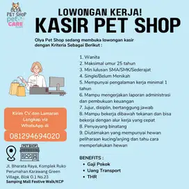 Lowongan Kasir Pet Shop