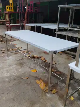 Meja stainless ukuran 234x112x80cm