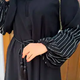 Neww!! Abaya Afav Silver Bahan Jettblack super grade A ko