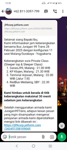 Jual rugi tiket bus slpeer