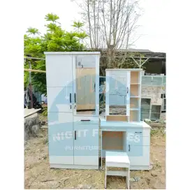 PAKET MEJA RIAS + LEMARI 2 PINTU / SET KAMAR MINIMALIS /