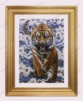 Lukisan canvas harimau