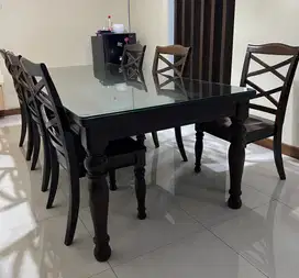 Meja makan kayu oak