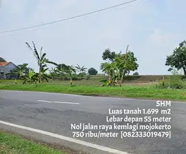 Tanah pinggir jalan raya kemlagi mojokerto