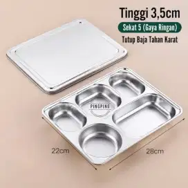 Piring Makan lunch box stainless sus304 tray nampan