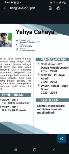 Mencari pkerjaan sbagai driver pribadi