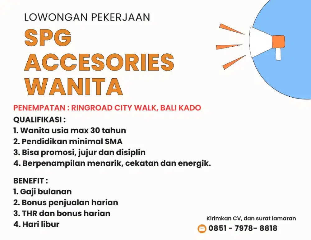 DIBUTUHKAN SPG ACCESORIES WANITA