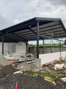 Kanopi rooftop rangka baja berat wf/unp/cnp