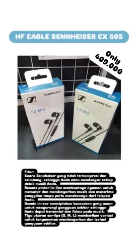 HF CX 80S CABLE SENNHEISER ORI 100% GARANSI RESMI 2 TAHUN PT.IMS