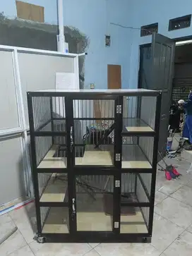 Kandang kucing alumunium mix kaca mulus nego halus