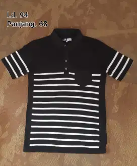 Polo hitam putih salur