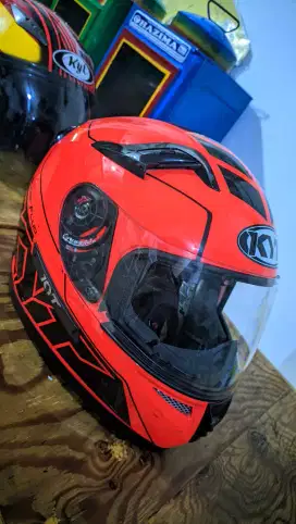 Helm KYT K2rider Super Fluo Red Seri 1(double Visor)