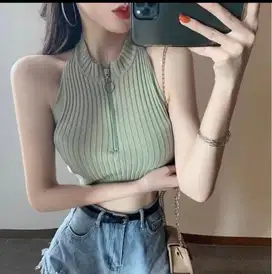 Sexy Knit Zip Crop Top / Vest 2031