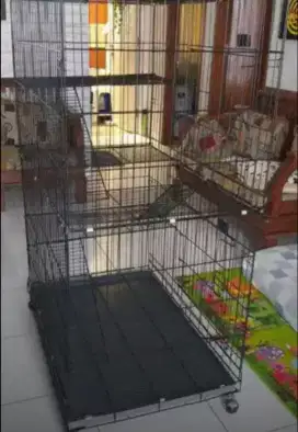Kandang kucing dll besi lipat 3tingkat baru fset roda baki alas