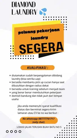 lowongan pekerjaan laundry