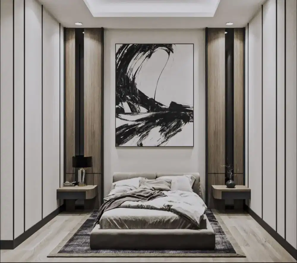 Backdrop tempat tidur tempahan hpl