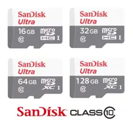Memory Card Sandisk 16gb, 32gb, 64gb, 128gb baru bergaransi