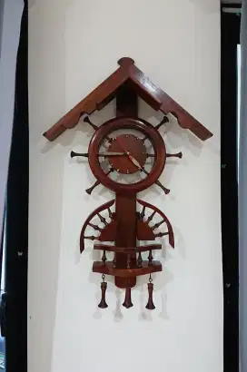 Jam Dinding Kayu Kemudi Kapal