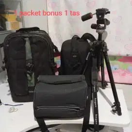 3 JT Tas Camera Original LOWEPRO & TRIPOD BOGEN MANFROTTO