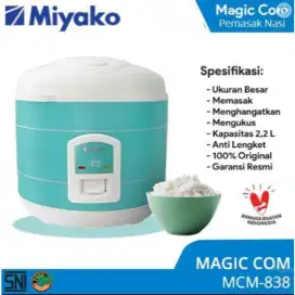 Magic Com Miyako MCM 838 /Rice Cooker Miyako 2.2Liter
