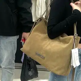 Matin Kim Two Way Strap Suede Leather Beige