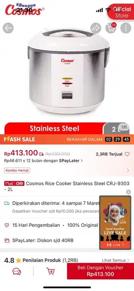 Magicom cosmos sehat dari stainless 2 Liter