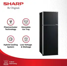 SHARP Lemari Es 2 pintu SJIG571PGBK Inverter Garansi 10thn Kap 500ltr