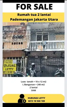 Rumah tua 2 Lantai  Pademangan Rp 2.6 M Nego
