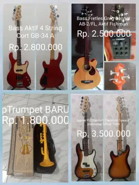 Gitar listrik& akustik, bas listrik&akustik, silahkan dipilih