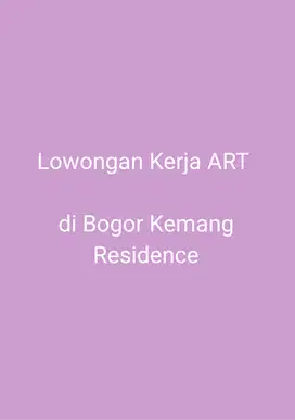 Lowongan  kerja ART