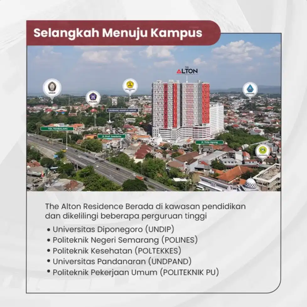 Apartemen The Alton Residence dekat Undip siap huni kota semarang