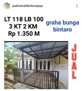 jual rumah hook murah graha bunga Bintaro