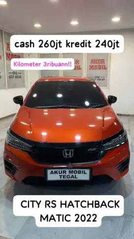 KM 3RB! DP 25JT!Seperti baru! CITY RS HATCHBACK AT 2022 ORANGE FUL ORI