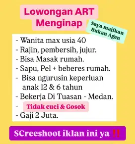 Lowongan ART Menginap