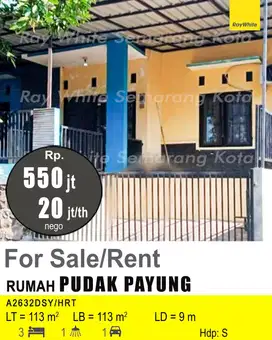 DIJUAL DAN DISEWAKAN RUMAH DI PUDAK PAYUNG A2632