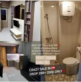 RENT: TERMURAH APART 2BR FURNISH, 3menit k PTC MALL, VIEW POOL.
