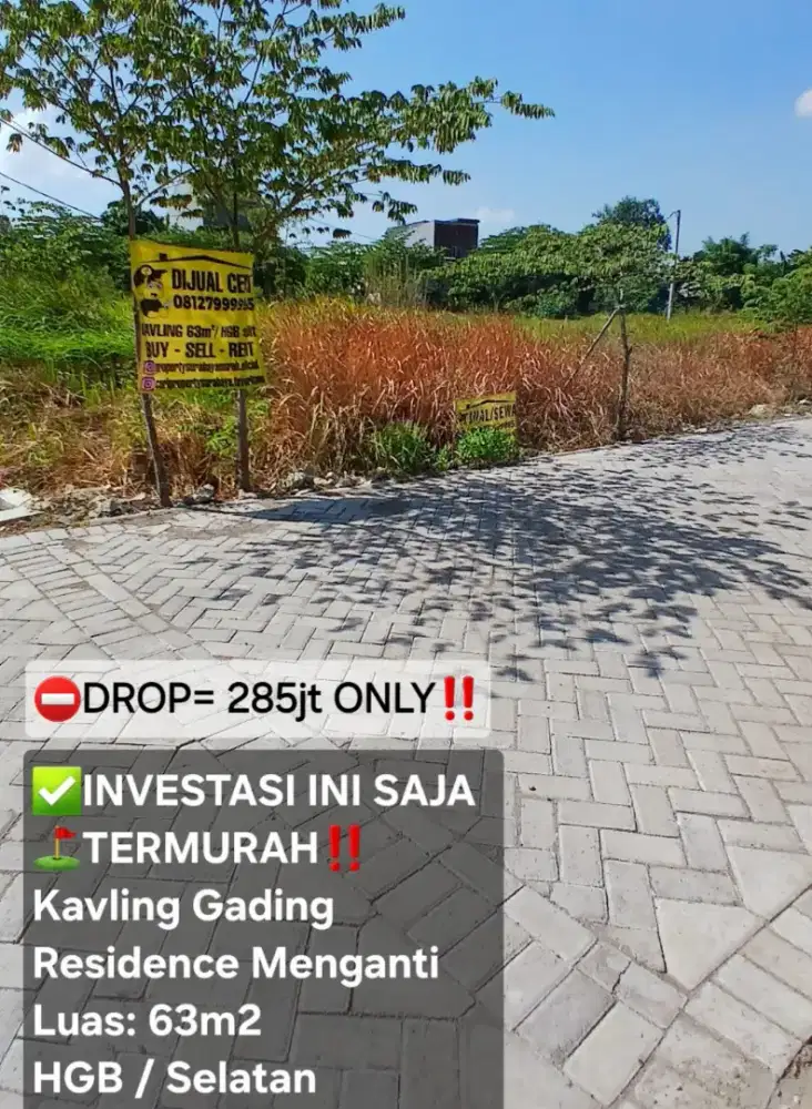 KAVLING TERMURAH NGOTAK, COCOK UNT INVESTASI, 15 menit ke SBY BARAT.