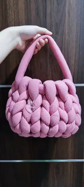 Knit bag pink || Tas rajut besar warna pink