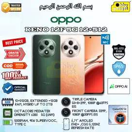 Oppo Reno 12F 5G 12+12/512,AI phone,New Fresh segel box, Garansi resmi