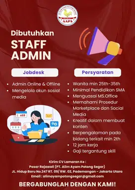 LOWONGAN KERJA WANITA maks 35th Jakarta Utara Pademangan
