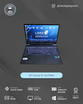 HP VICTUS 15-FA1788TX CORE I5 13420H Ram 16GB SSD 512GB RTX 3050 6GB