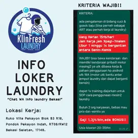 Lowongan Kerja Laundry Kiloan Pekayon Indah Bekasi Selatan